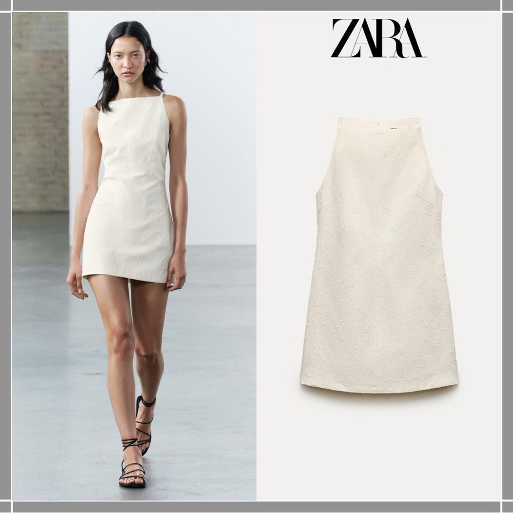 ZARA 100% Cotton Jacquard Dress